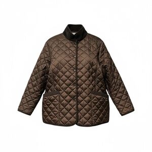 Outback Trading Co Womens 3X Quilted Barn Jacket Brown Plaid Lined Snap Front